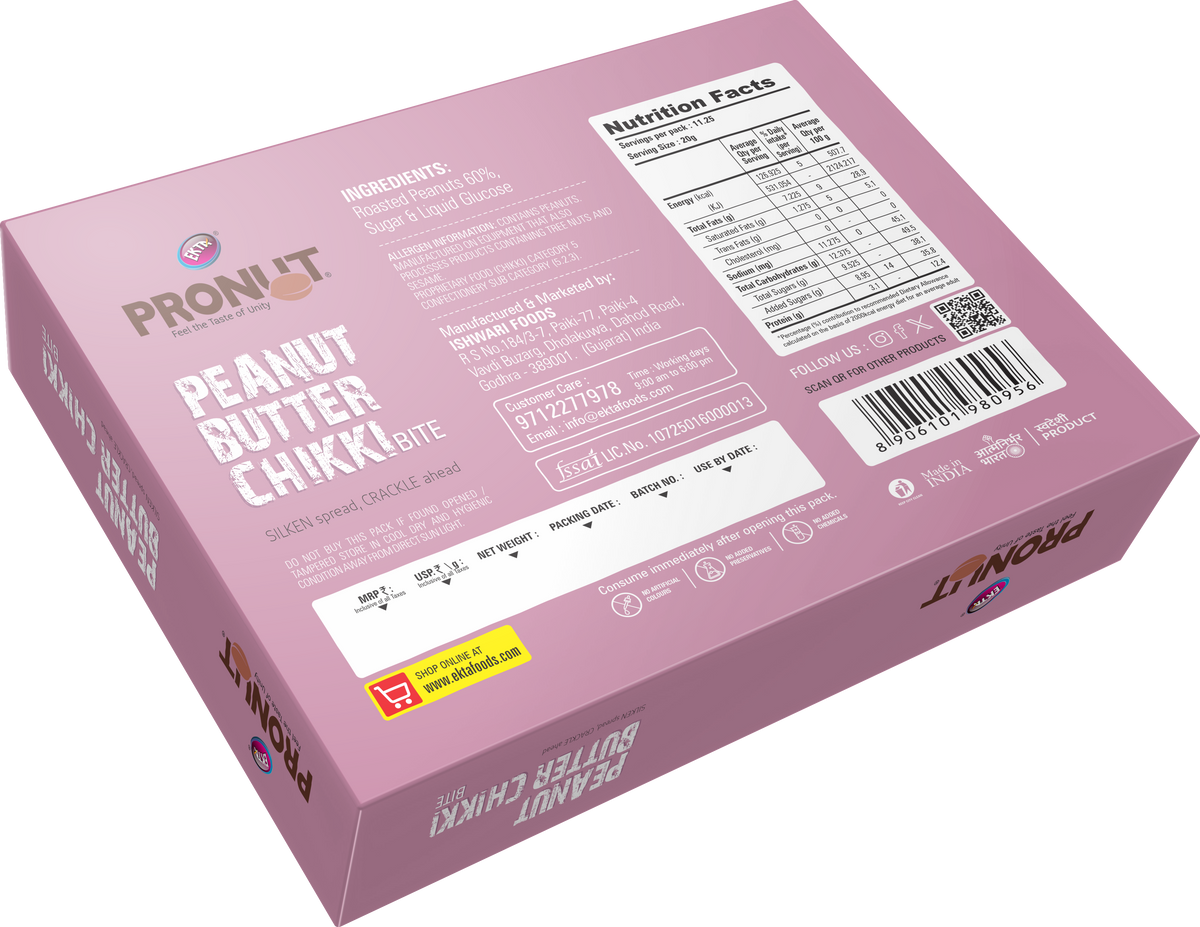 PRONUT Peanut Butter Chikki Bite-250gm