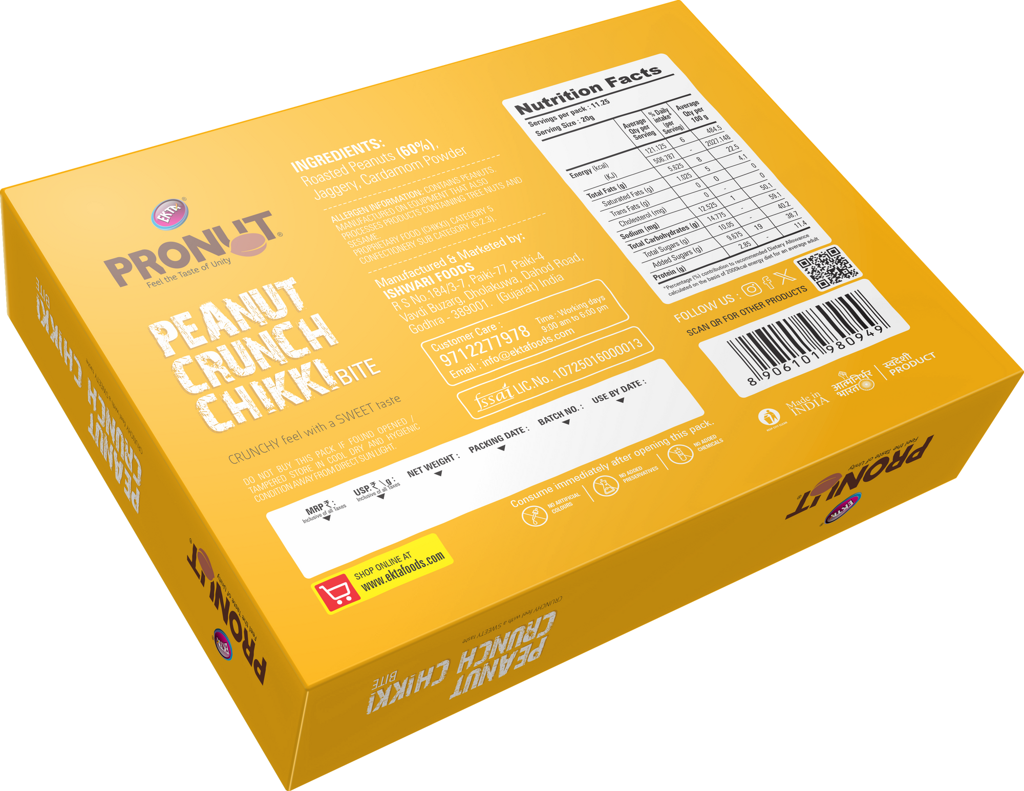 PRONUT Peanut Crunch Chikki Bite-250gm