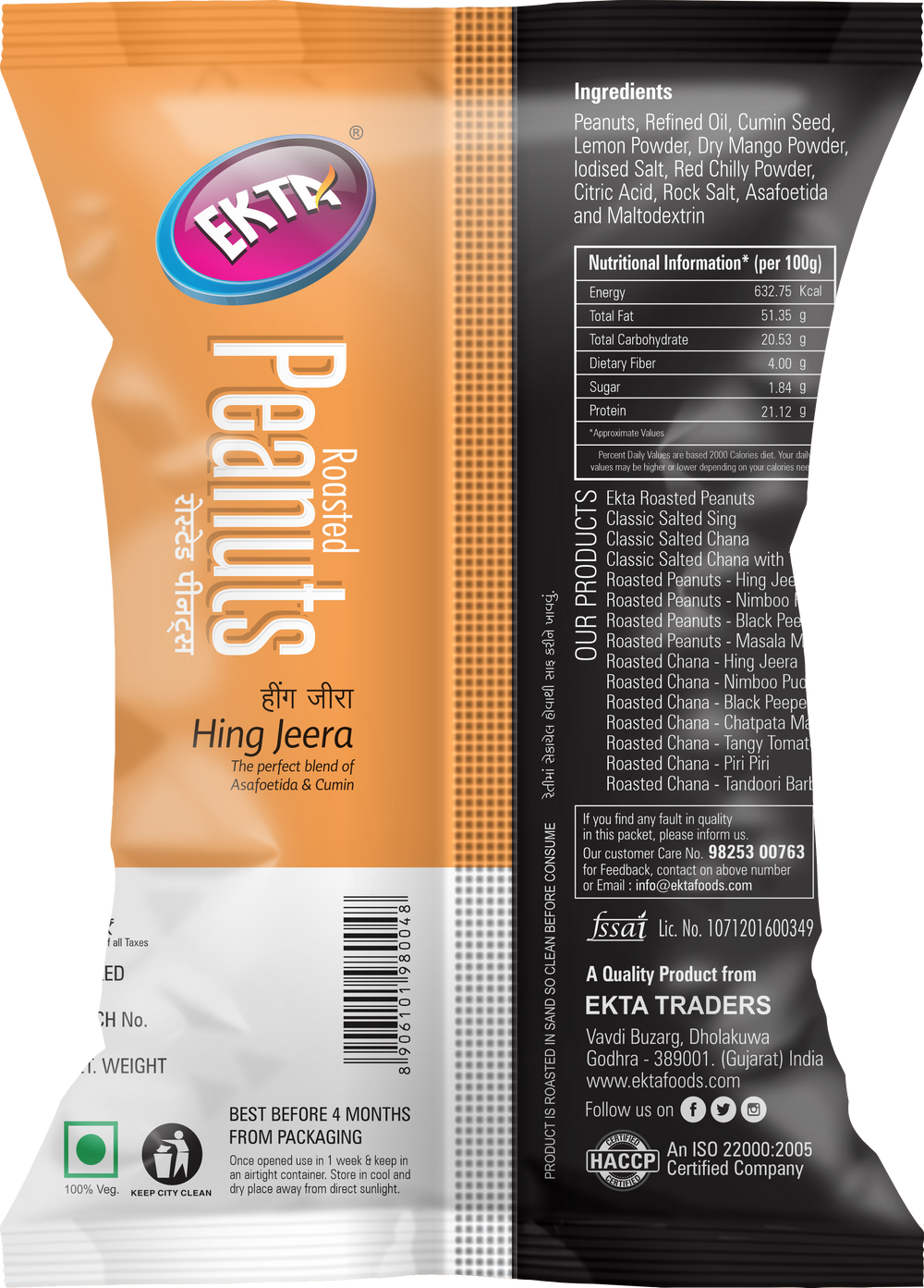 EKTA Roasted Peanuts Hing Jeera-150gm