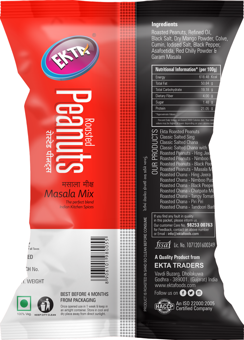 EKTA Roasted Peanuts Masala Mix-150gm
