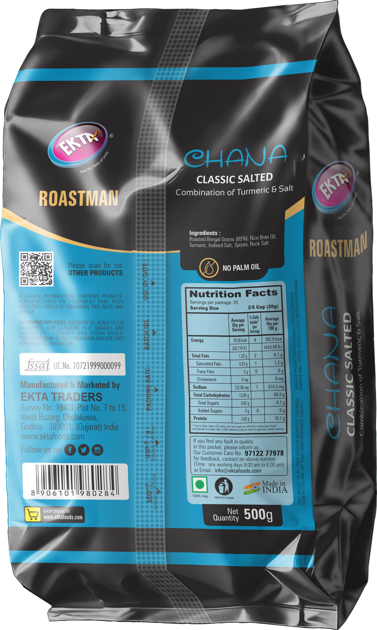 EKTA Roastman Roasted Chana Classic Salted -500gm