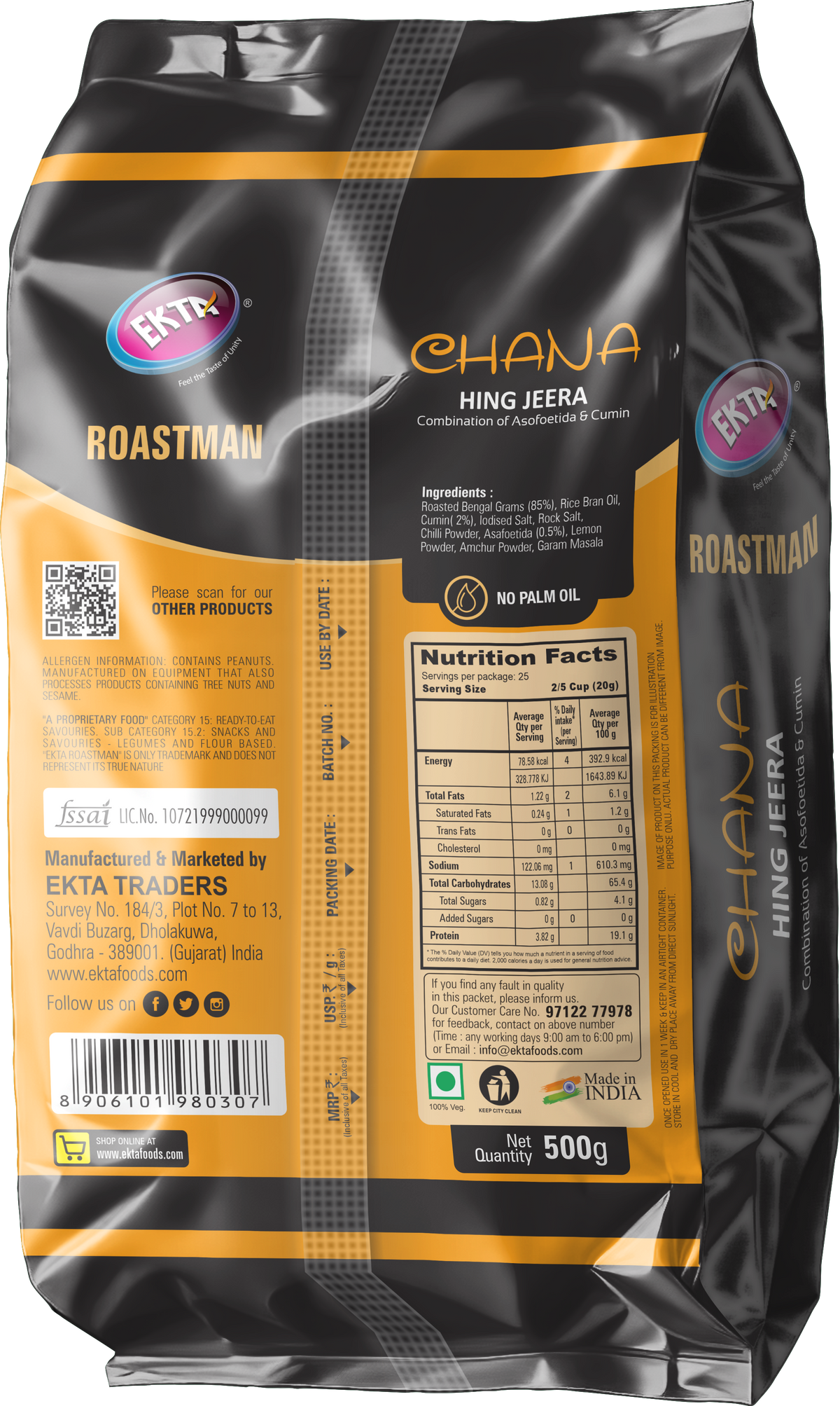 EKTA Roastman Roasted Chana Hing Jeera-500gm